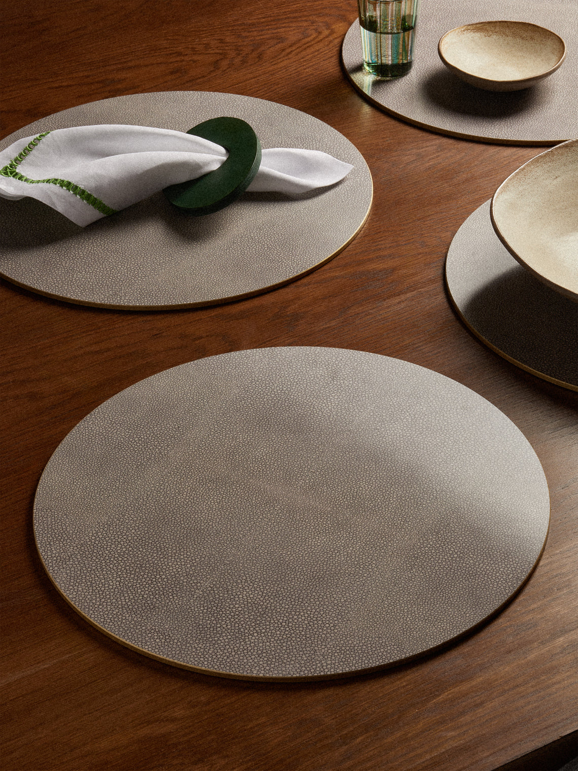 HestiaLiving - | Set of 4 | Prestige Faux Shagreen Placemats - Brown - ABASK