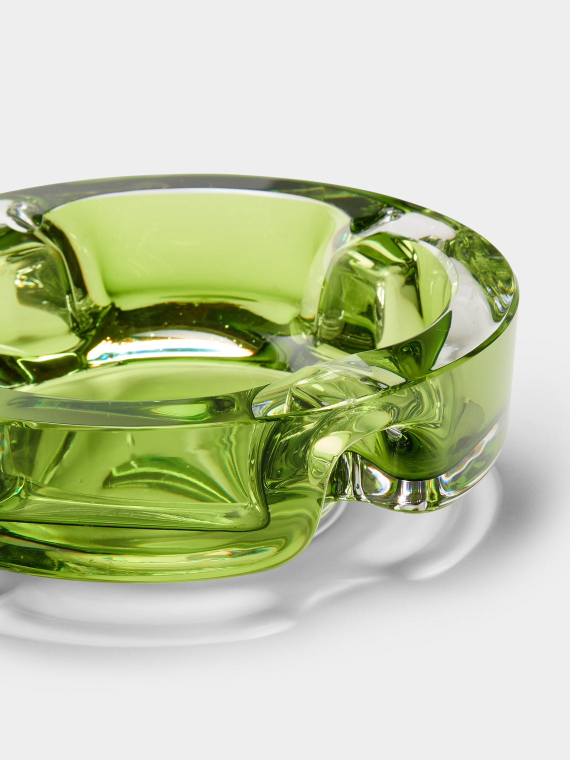 Antique and Vintage - Mid-Century Crystal Ashtray - green - ABASK