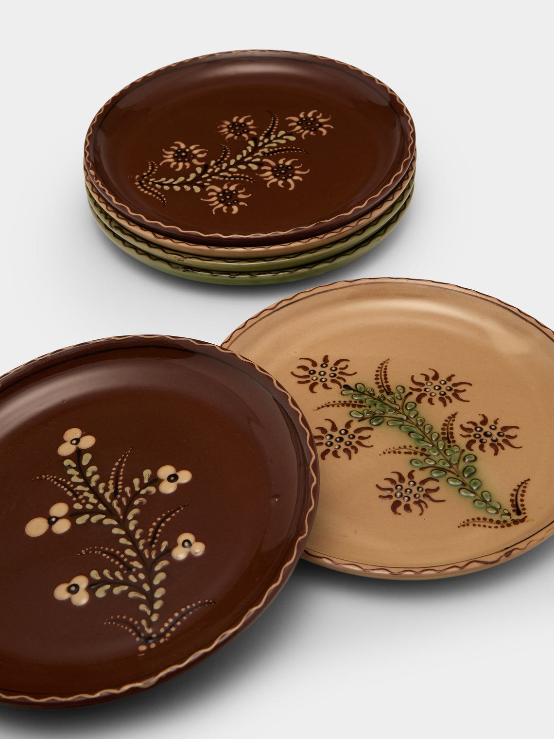 Poterie d’Évires - Flowers Hand-Painted Ceramic Plates – 8in/20cm (Set of 6) - Multiple - ABASK