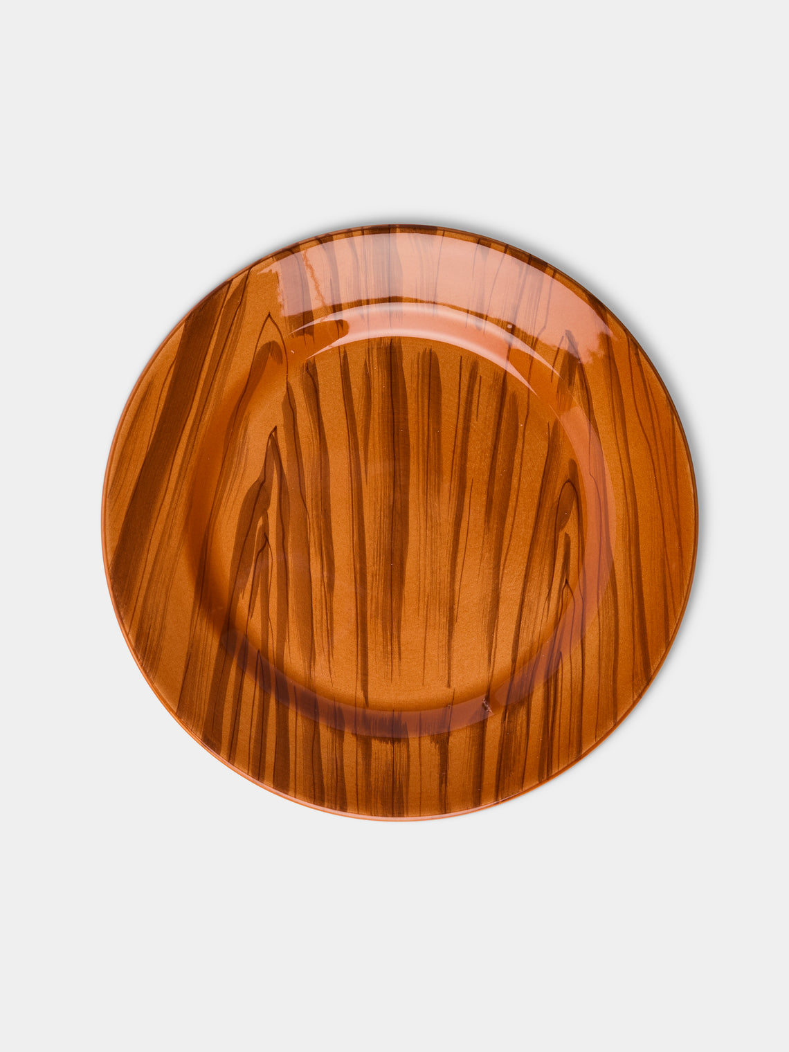 Este Ceramiche - Faux Bois Hand-Painted Dinner Plates – 11in/27.5cm (Set of 4) - Brown - ABASK