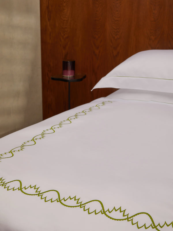 Loretta Caponi - Art Decò Hand-Embroidered Cotton US King-Size Duvet Cover -  - ABASK