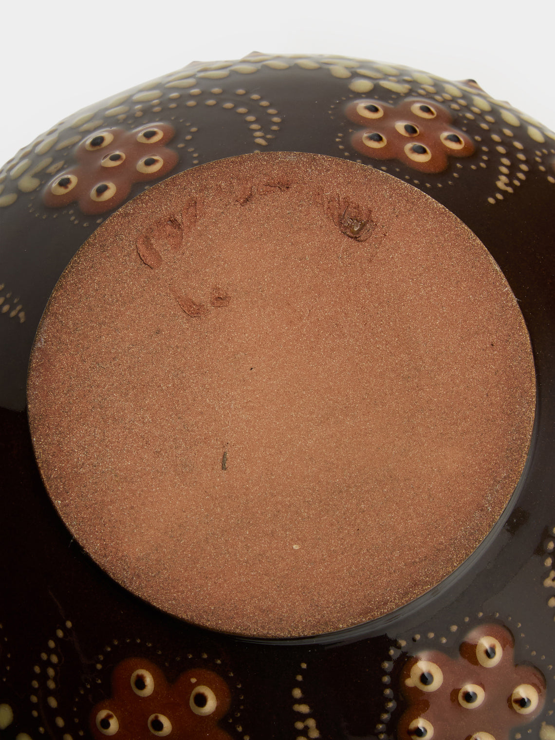 Poterie d’Évires - Flowers Hand-Painted Ceramic Soup Bowls (Set of 4) - Dark brown - ABASK