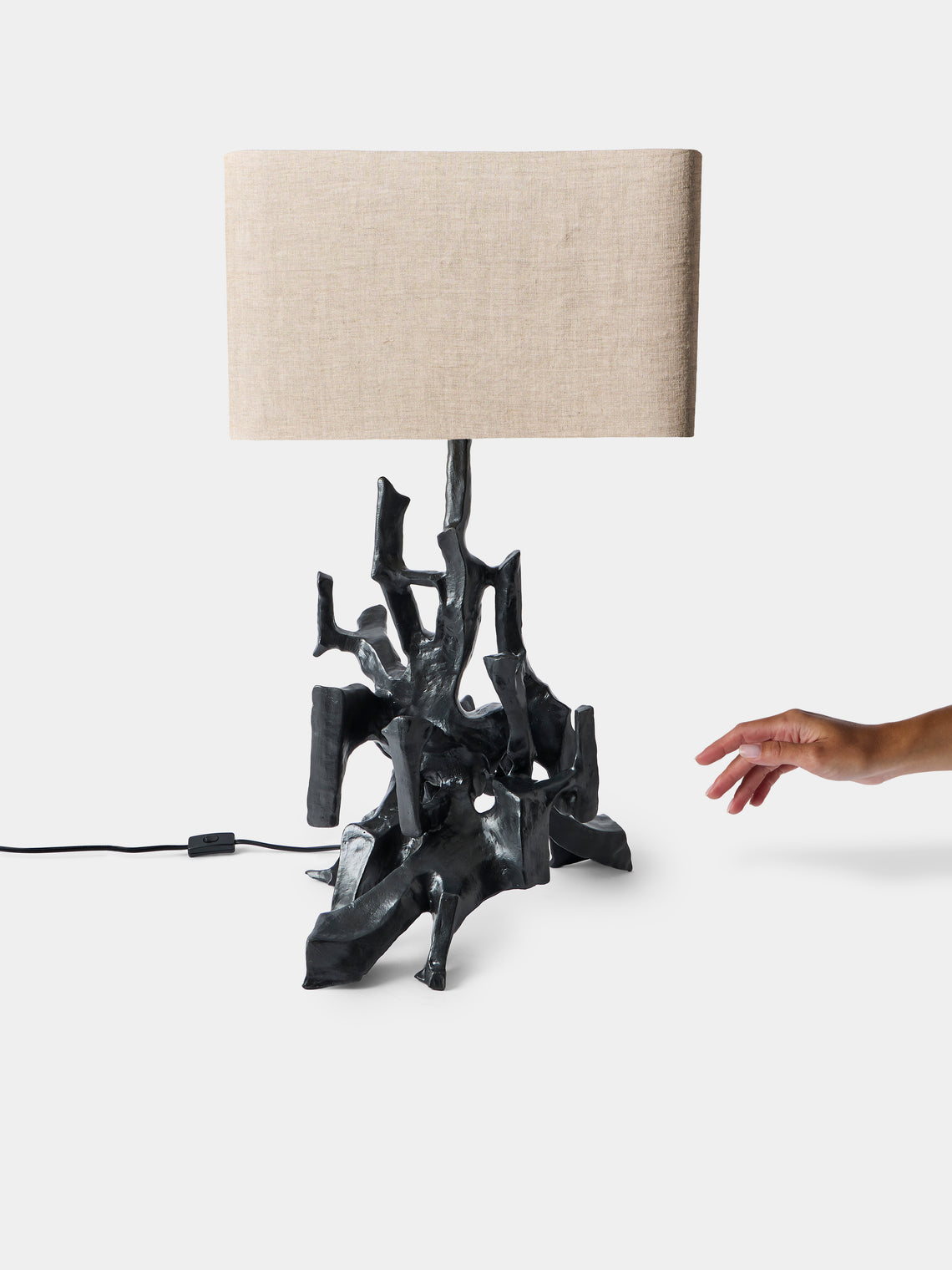 Viya - Maski Brass and Linen Table Lamp - Brass - ABASK