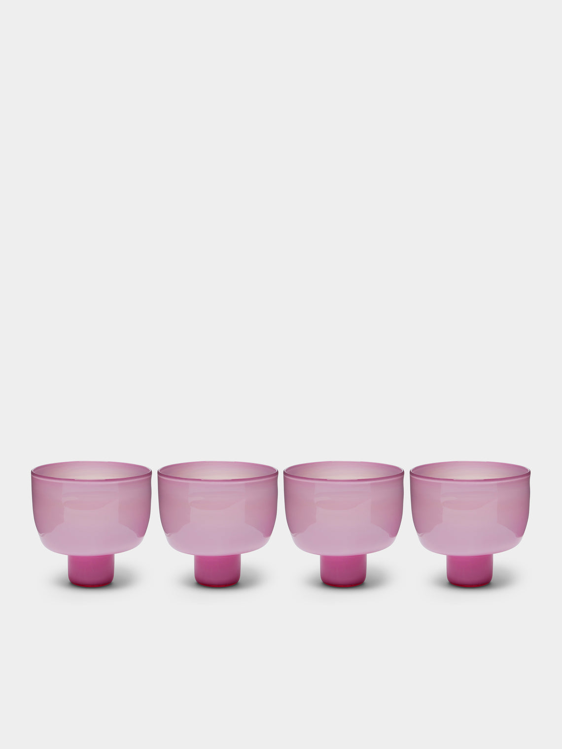 Pierrot Doremus - Hand-Blown Glass Ice Cream Bowls (Set of 4) - Pink - ABASK 