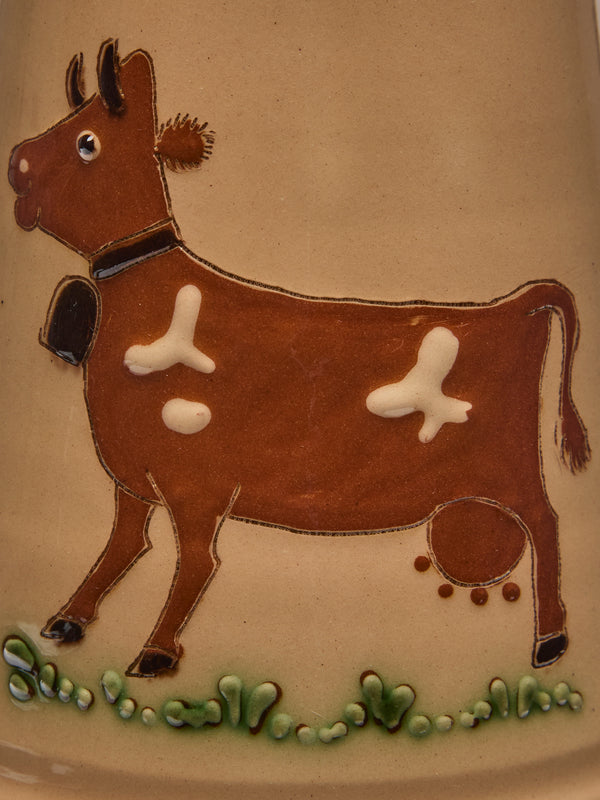 Poterie d’Évires - Cows Hand-Painted Ceramic Milk Jug - Cream - ABASK