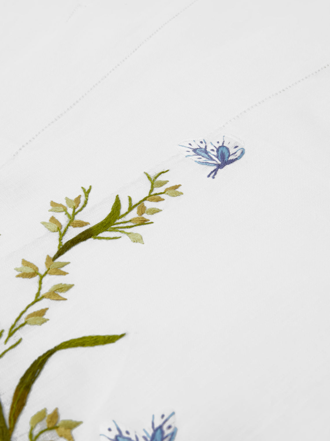 ERI Textiles - | Set of 4 | Green Meadow Hand-Embroidered Linen Placemats - Multiple - ABASK