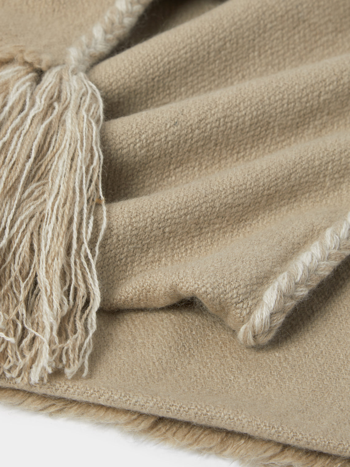 Norlha - Nomad Classic Braided Yak Throw (55in/1.4m) - Beige - ABASK