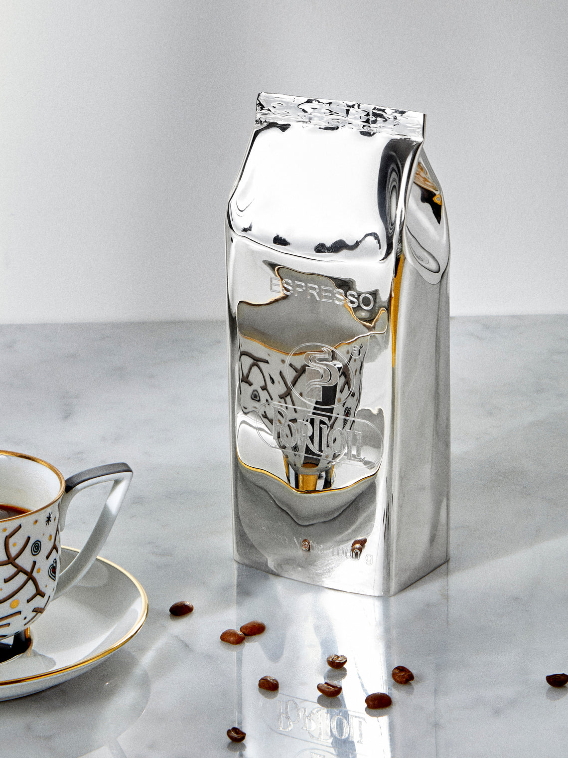 Antique and Vintage - 1970s Vavassori Sterling Silver Coffee Bag Sculpture - Silver - ABASK