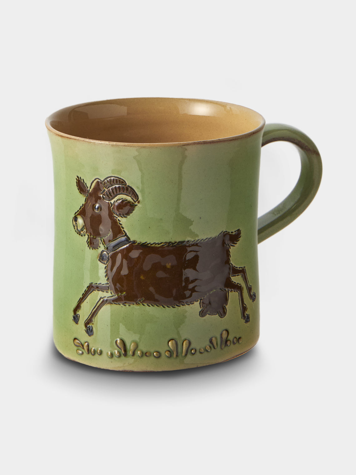 Poterie d’Évires - Animals Hand-Painted Ceramic Mugs (Set of 4) - Green - ABASK