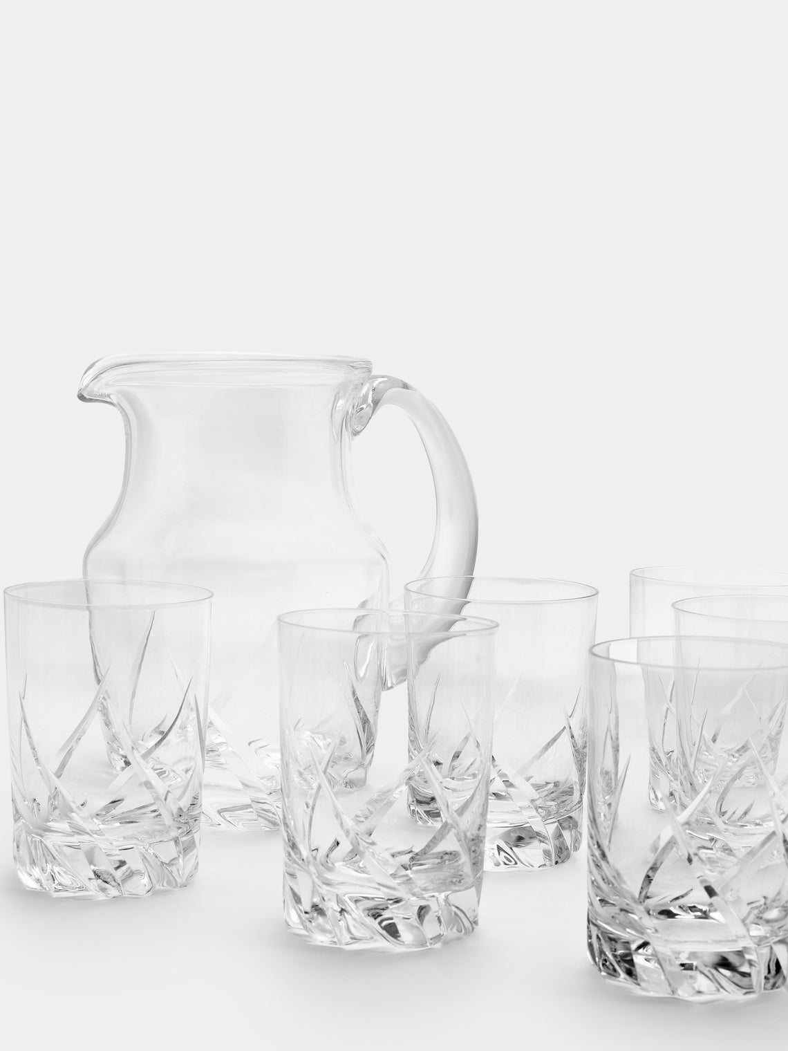 Antique and Vintage - 1950s Daum Crystal Pitcher with Water Glasses (Set of 11) - Clear - ABASK