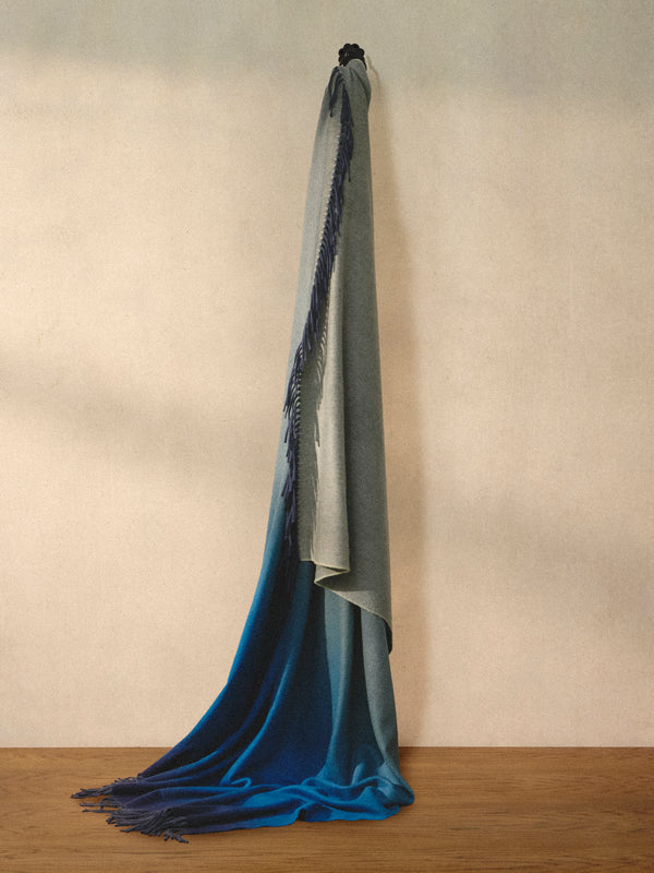 Begg x Co - Nuance Ombré Cashmere Throw (72in/1.8m) - Blue - ABASK