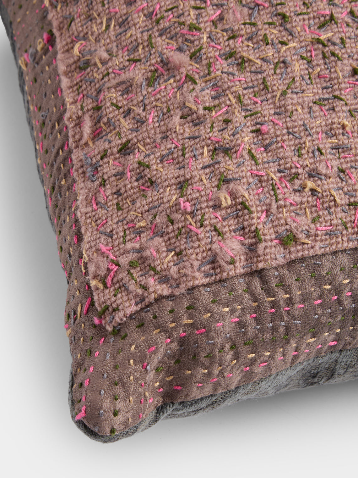 By Walid - 19th-Century Needlepoint Wool and 1920s French Jacquard Cushion (22in/56cm) - Multiple - ABASK