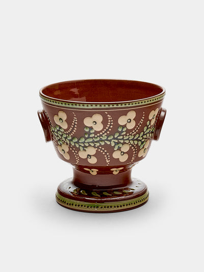 Poterie d’Évires - Flowers Hand-Painted Ceramic Small Raised Bowl - Light brown - ABASK - 