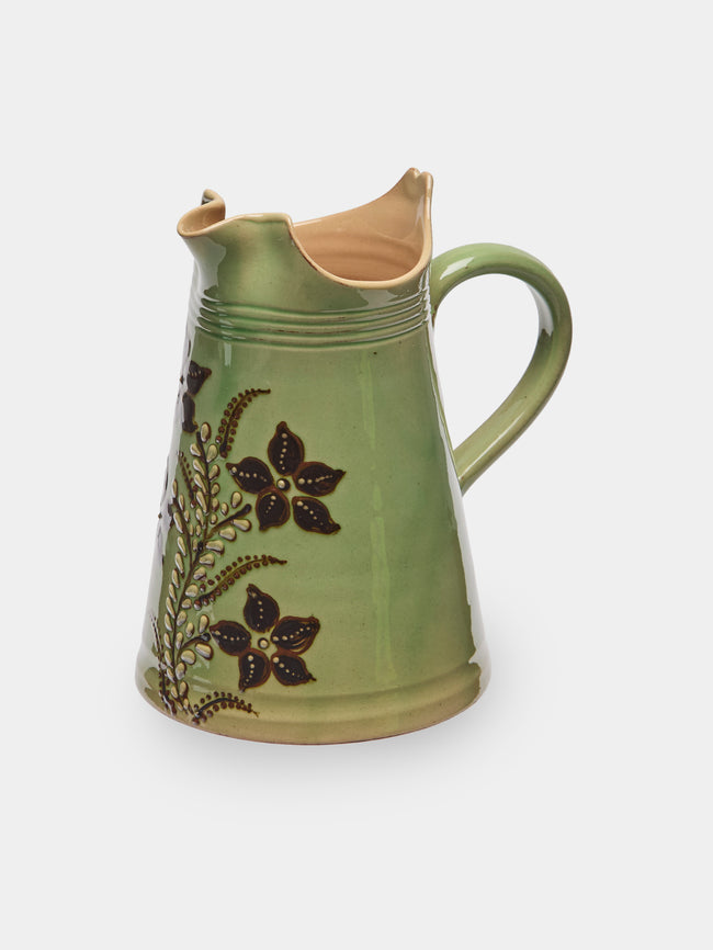 Poterie d’Évires - Flowers Hand-Painted Ceramic Milk Jug - Green - ABASK - 