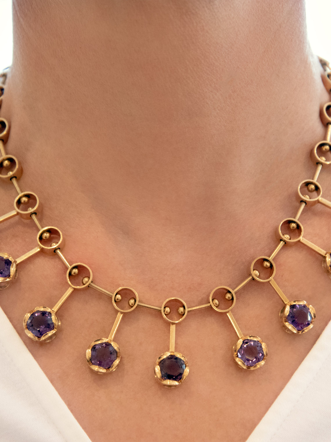 Mahnaz Collection - Women's Vintage 1972 Karl-Ingemar Johansson Amethyst and 18-Karat Gold Necklace - Gold - ABASK