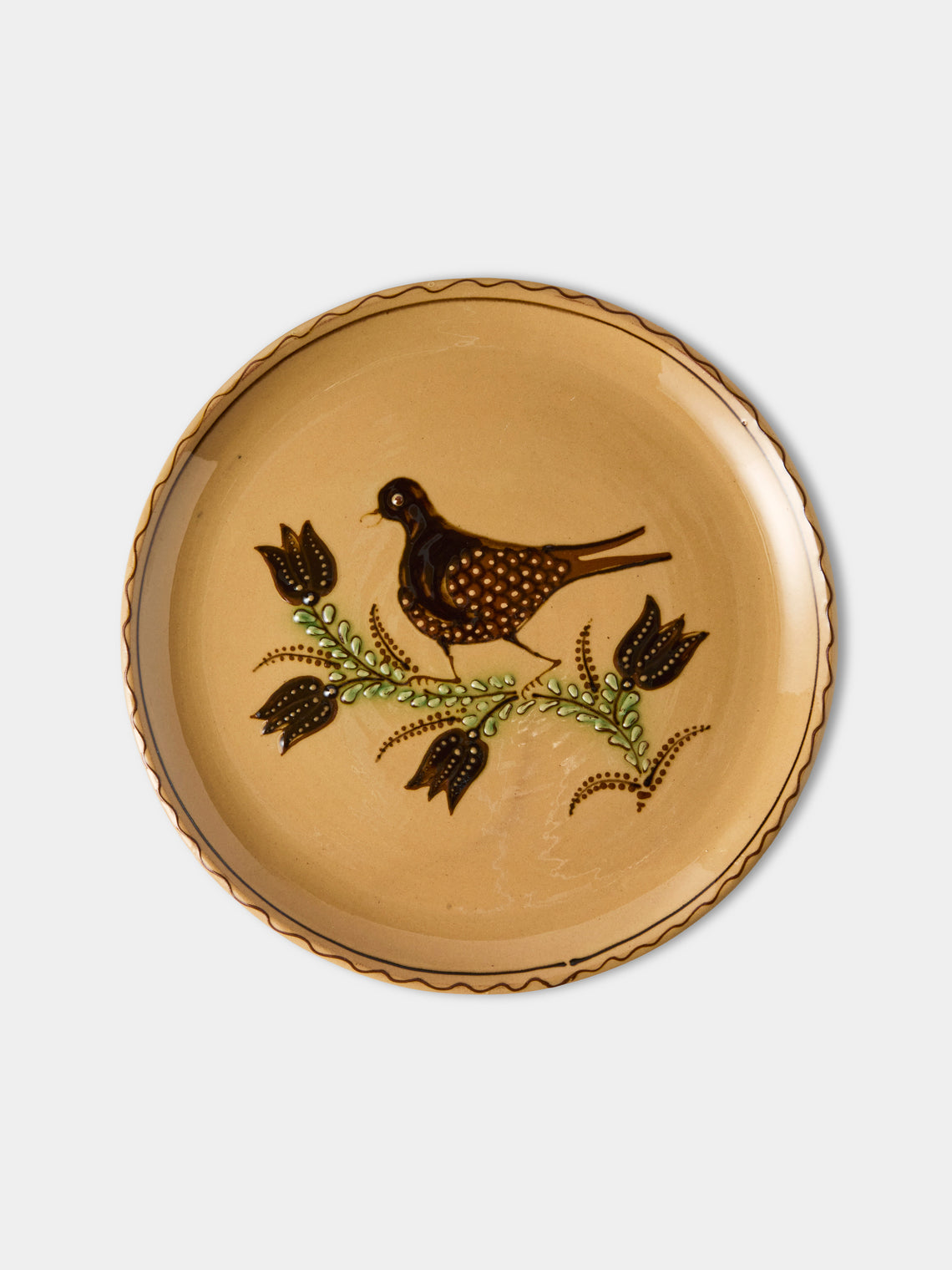 Poterie d’Évires - Animals Hand-Painted Ceramic Dinner Plates – 9.5in/24cm (Set of 4) - Cream - ABASK