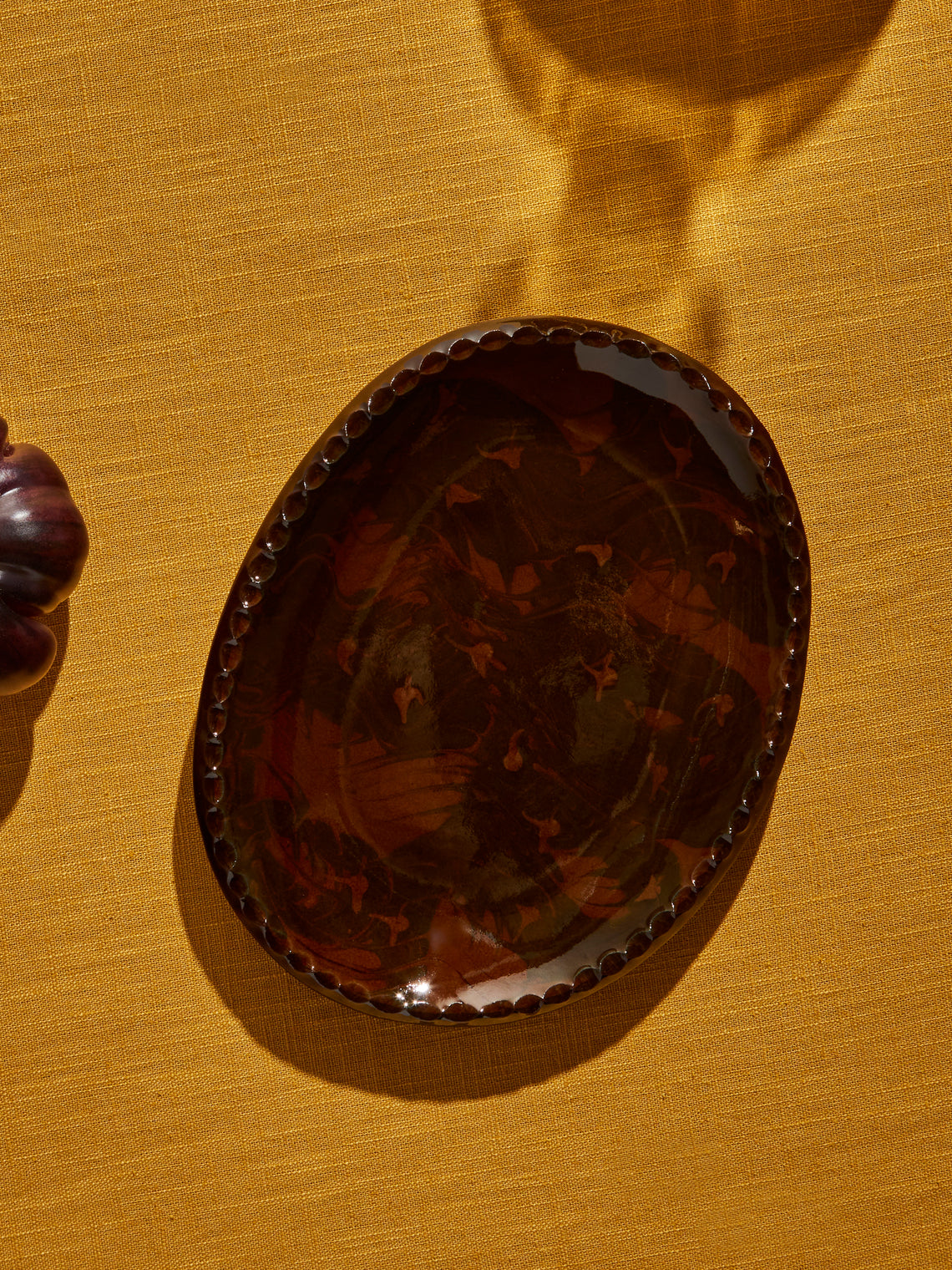 Aono Pottery - Slipware Oval Dish - Brown - ABASK