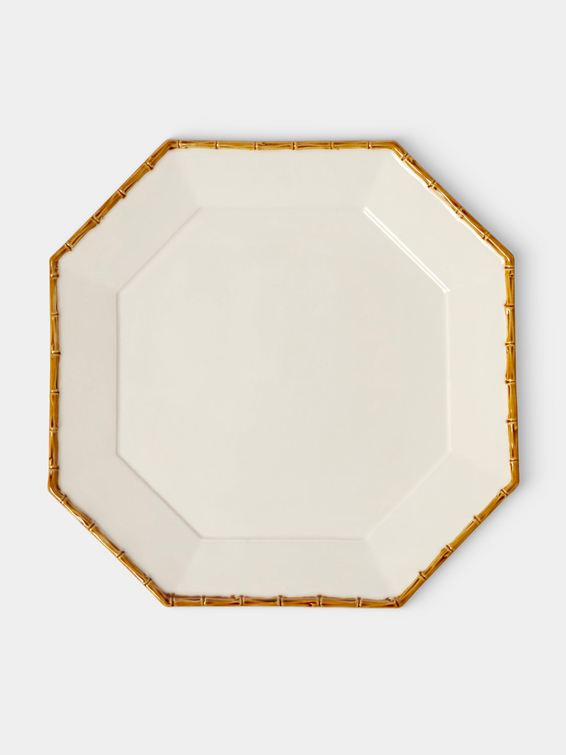 Verdolini - Bamboo Hand-Painted Ceramic Charger Plate (13in/33cm) - White - ABASK - 