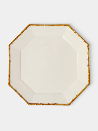 Verdolini - Bamboo Hand-Painted Ceramic Charger Plate (13in/33cm) - White - ABASK - 
