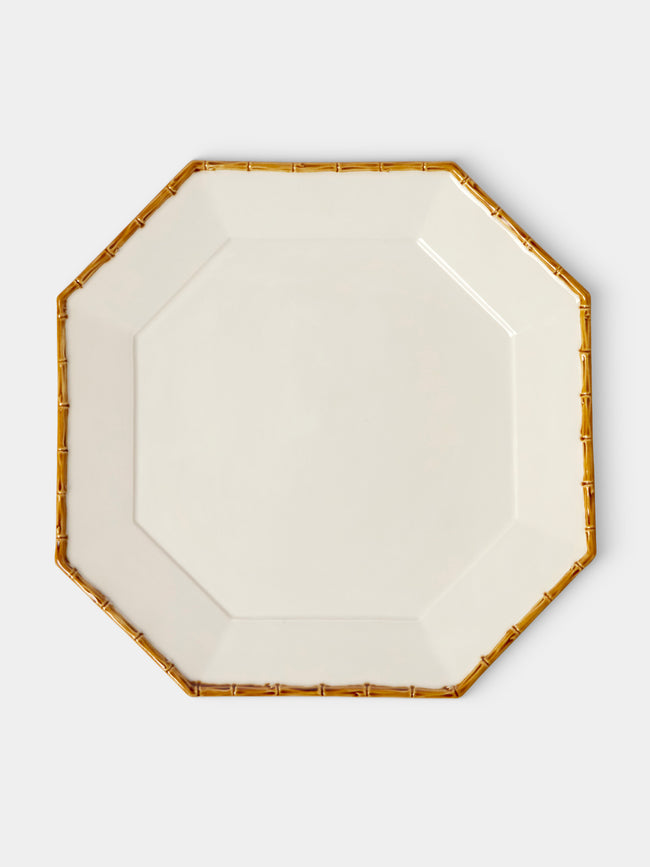 Verdolini - Bamboo Hand-Painted Ceramic Charger Plate (13in/33cm) - White - ABASK - 