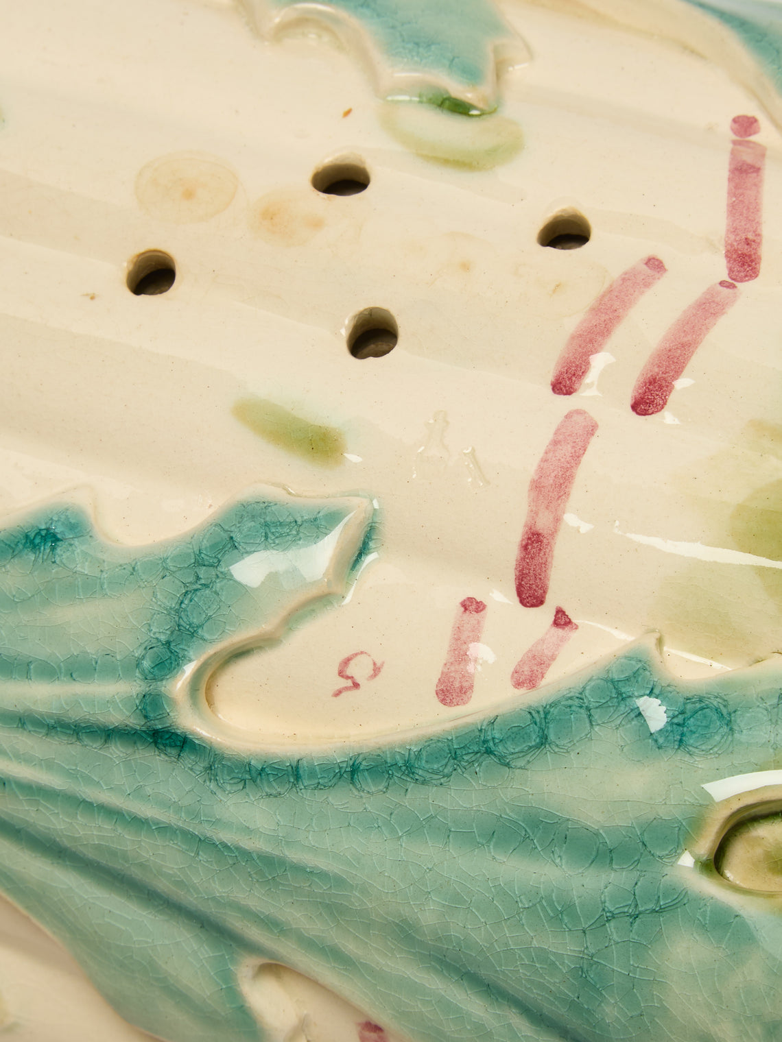 Antique and Vintage - Mid-Century Majolica Ceramic Asparagus Tray (10in/26cm) - White - ABASK