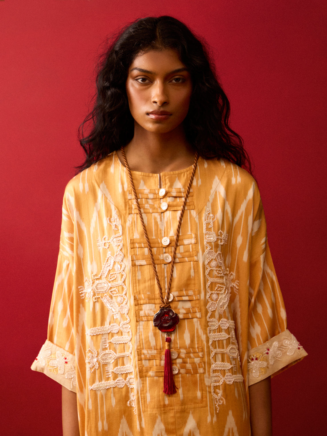 Nazzy Beglari - Women's Hand-Loomed Ikat Silk and Cotton Dress | One Size - Multiple - ABASK