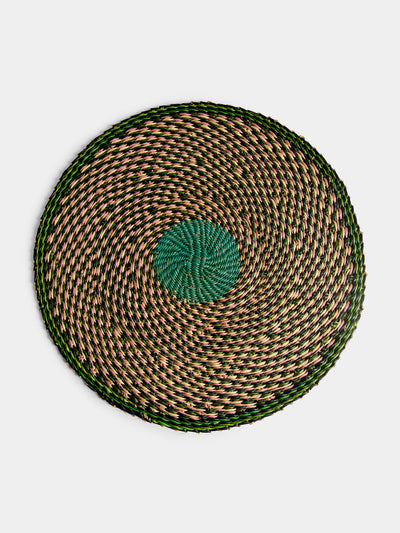 Baba Tree - Handwoven Elephant Glass Placemats (Set of 4) - Green - ABASK - 