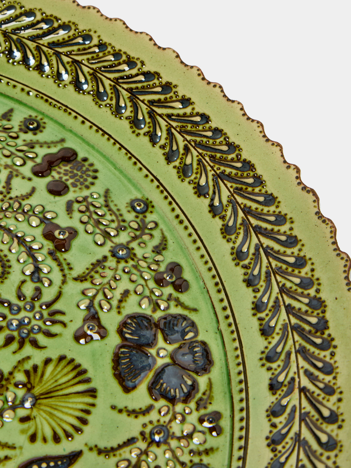 Poterie d’Évires - Flowers Hand-Painted Ceramic Round Platter -  - ABASK