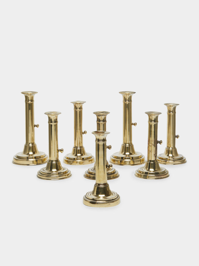 Antique and Vintage - 1870s Brass Adjustable Candlesticks (Set of 8) -  - ABASK - 