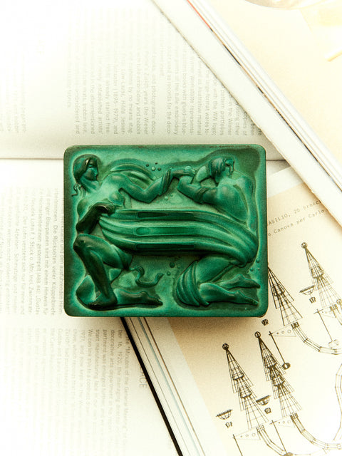Antique and Vintage - 1930s Malachite Glass Box -  - ABASK
