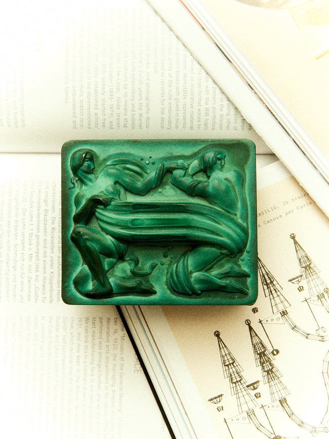 Antique and Vintage - 1930s Malachite Glass Box -  - ABASK