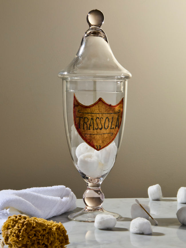 Antique and Vintage - Early-20th-Century Venetian Glass Lidded Apothecary Jar - White - ABASK