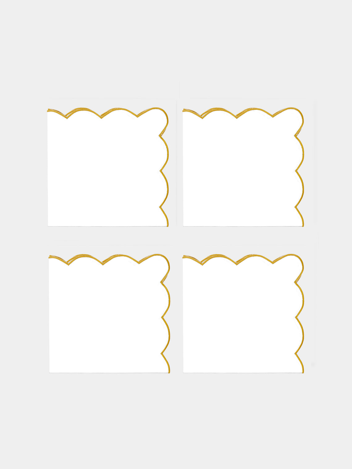 Angela Wickstead - Diletta Scalloped Linen Napkins (Set of 4) - Yellow - ABASK - 