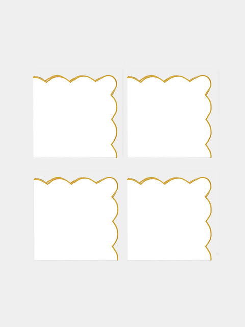 Angela Wickstead - Diletta Scalloped Linen Napkins (Set of 4) - Yellow - ABASK - 