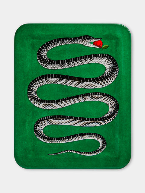 Fornasetti - Serpente Wood Tray - Green - ABASK - 