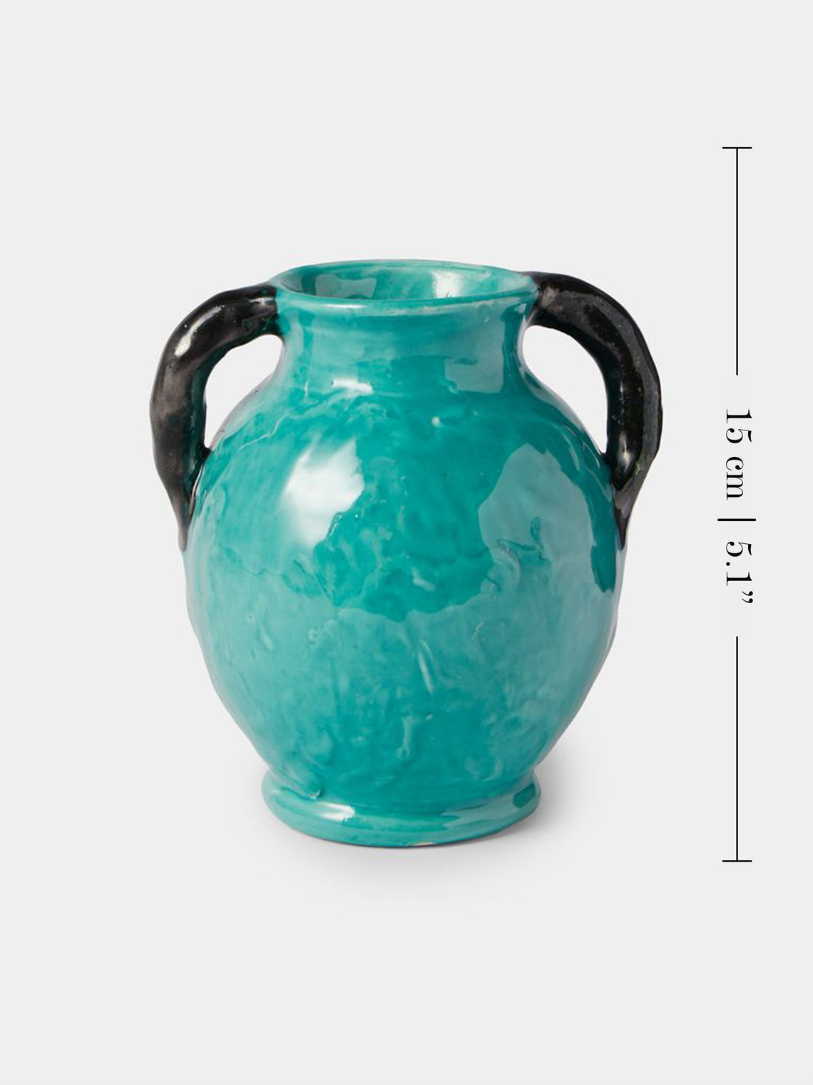 Antique and Vintage - 1940s Massier Ceramic Vase (6in/15.5cm) - Blue - ABASK