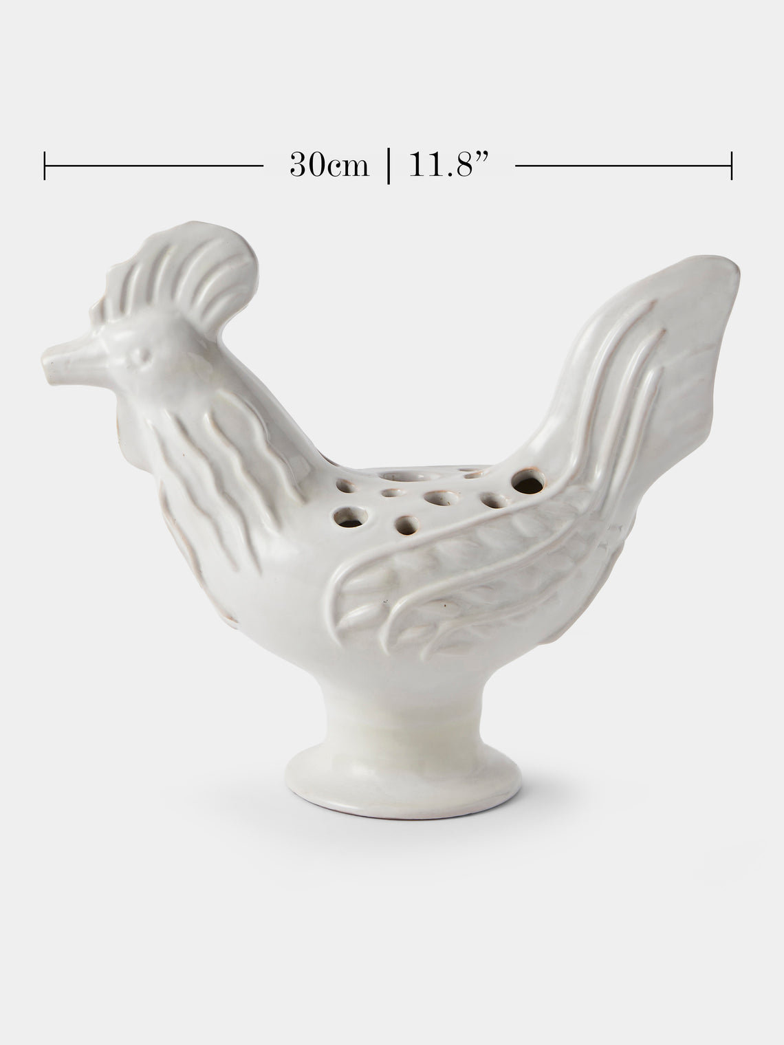 Antique and Vintage - 1940s Émile Tessier Ceramic Cockerel Tulipiere (12in/30cm) - White - ABASK