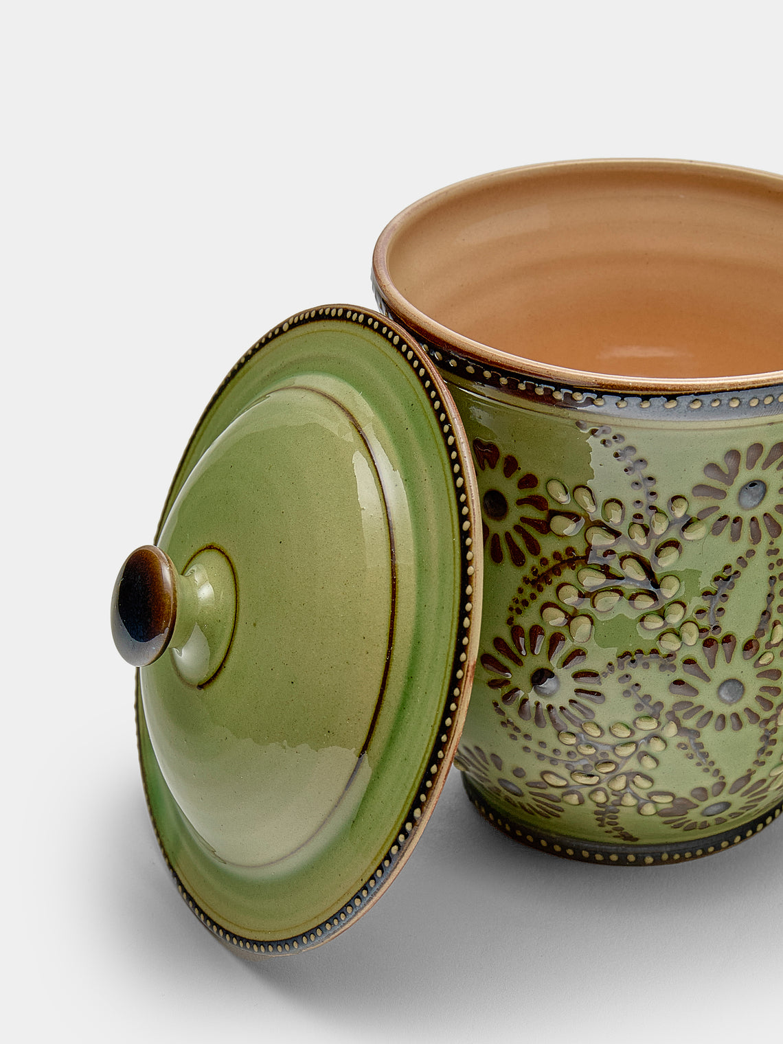 Poterie d’Évires - Flowers Hand-Painted Ceramic Mini Lidded Pot - Green - ABASK