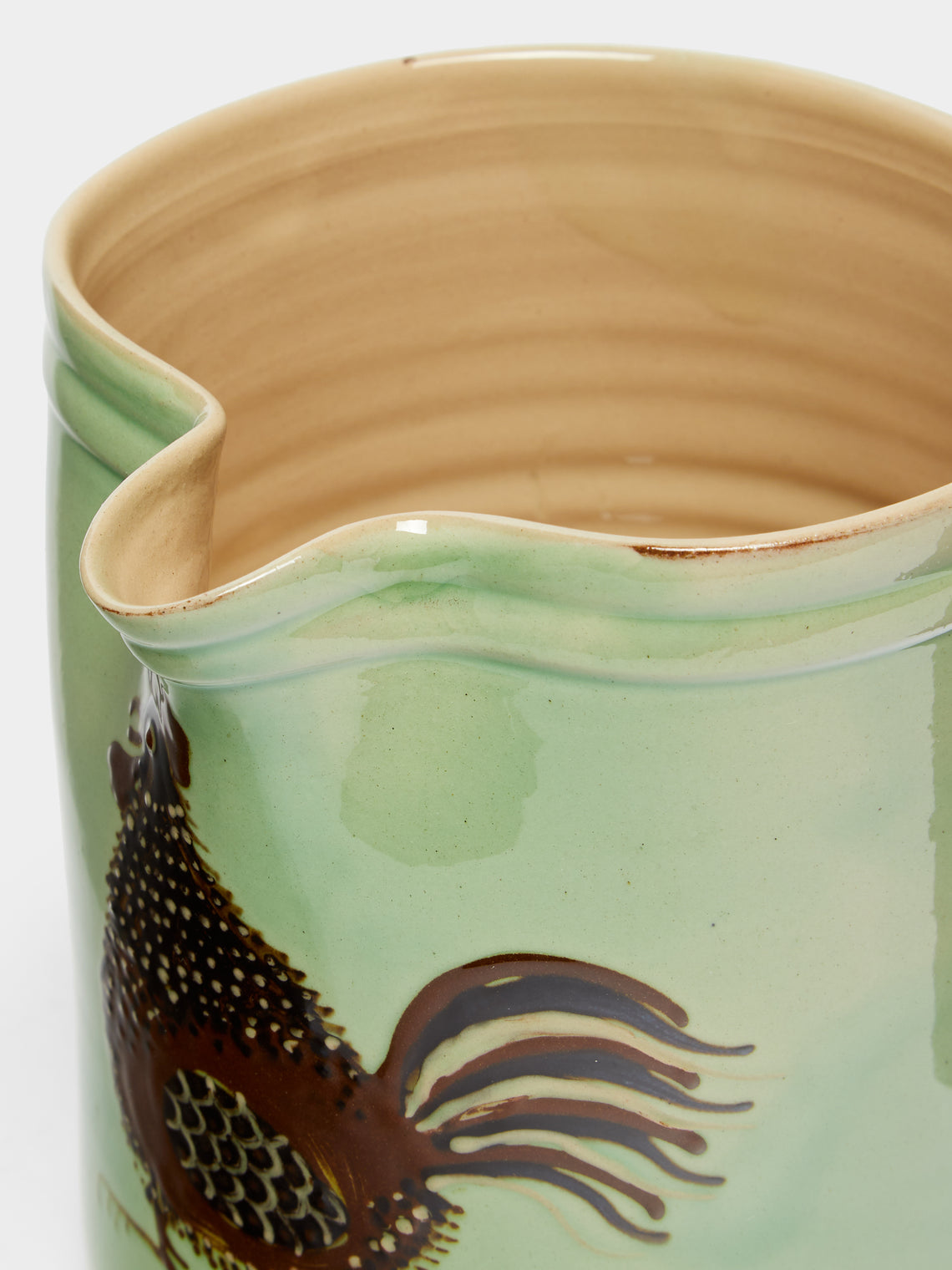Poterie d’Évires - Chickens Hand-Painted Ceramic Straight-Edge Jug -  - ABASK