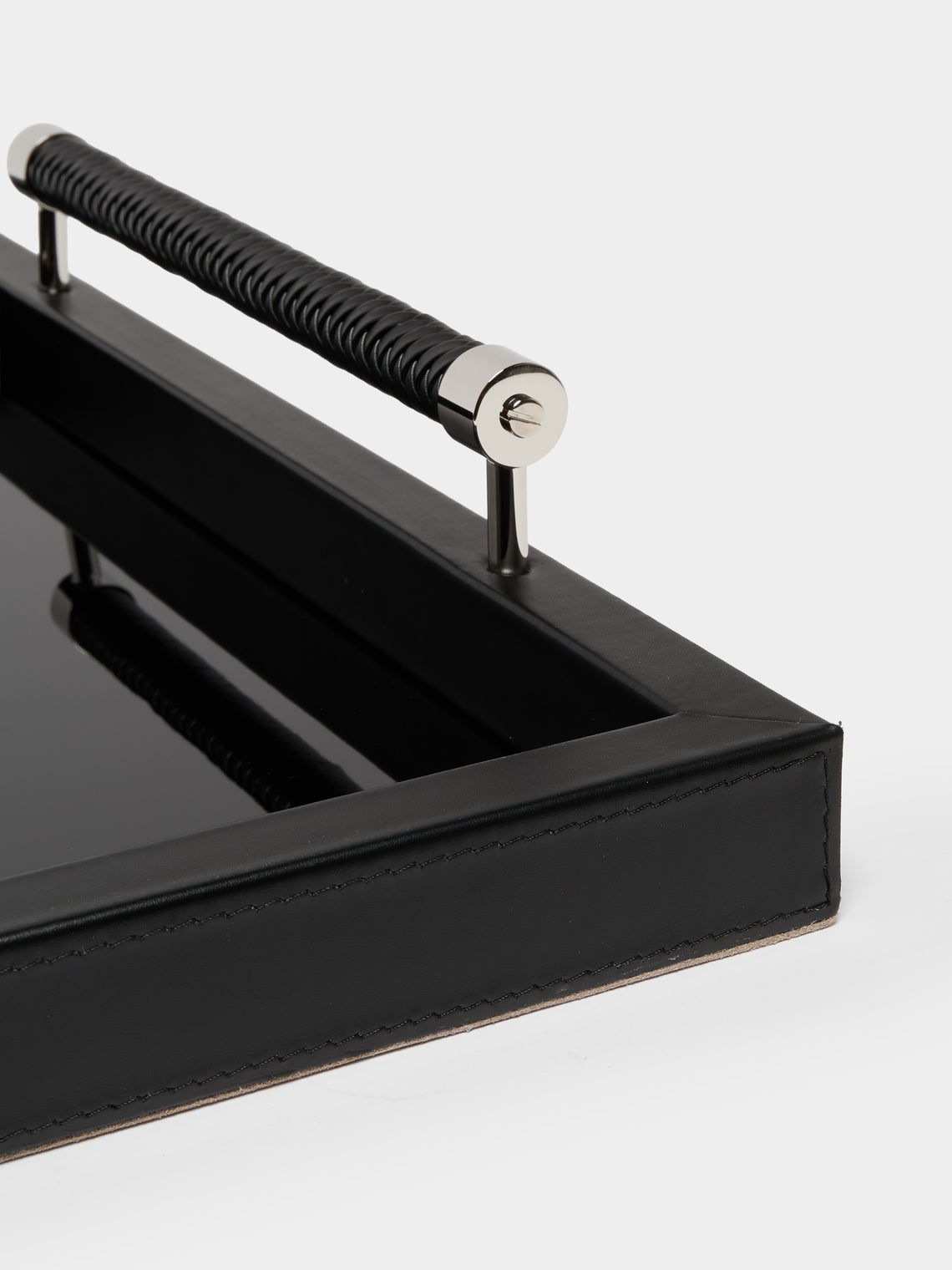 Riviere - Diana Lacquered Wood Tray (18in/46cm) - Black - ABASK