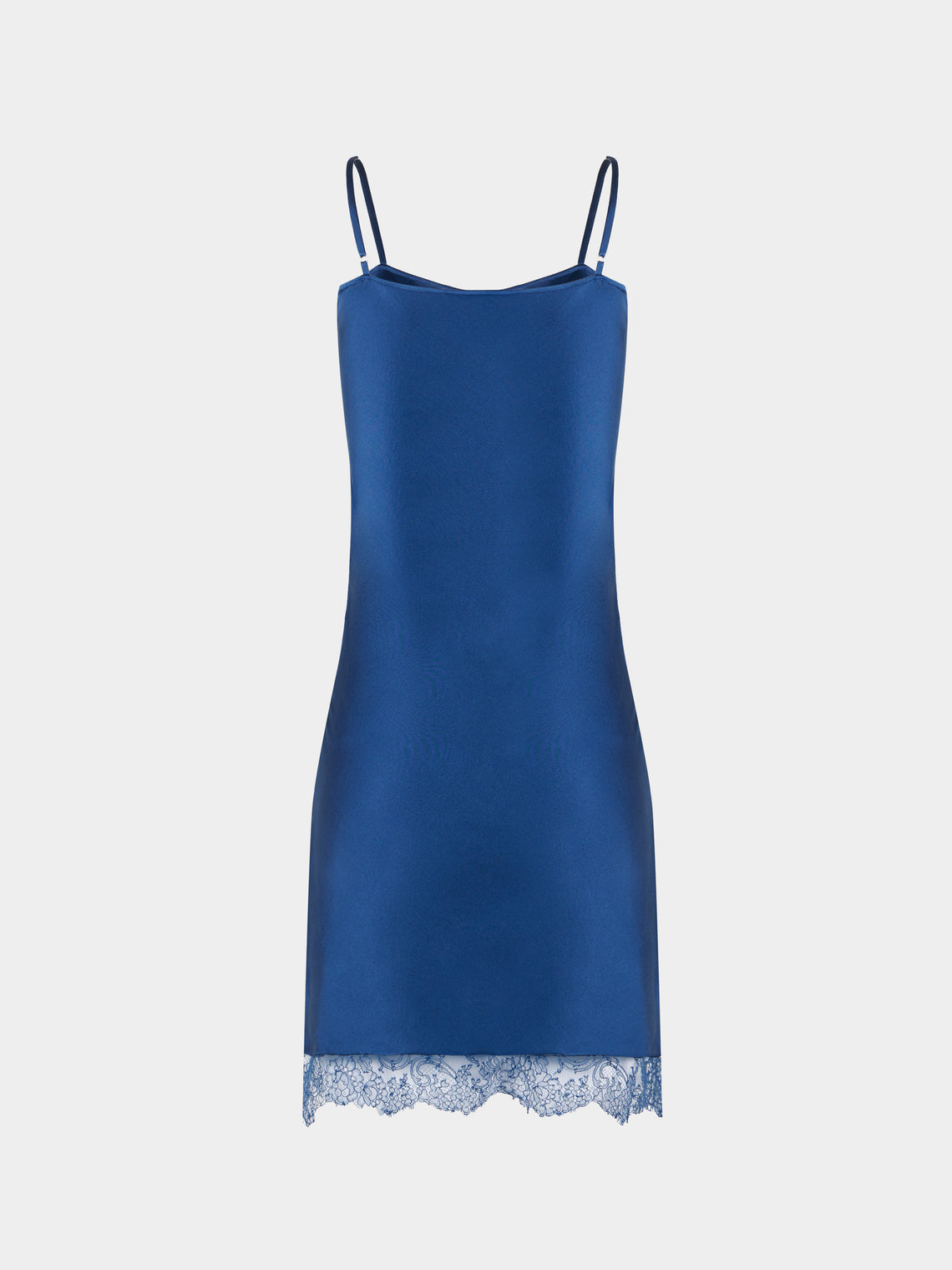 Ryan Roche - Silk and Lace Short Slip Dress | Size: S - Navy - ABASK