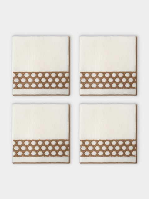 Borgo delle Tovaglie - Penelope Embroidered Linen Napkins (Set of 4) - White - ABASK - 