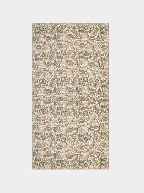 Borgo delle Tovaglie - Filo Sottobosco Embroidered Linen Rectangular Tablecloth (165.5in/4.2m) - Green - ABASK - 