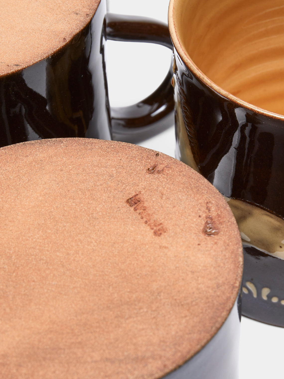 Poterie d’Évires - Animals Hand-Painted Ceramic Mugs (Set of 6) - Dark brown - ABASK