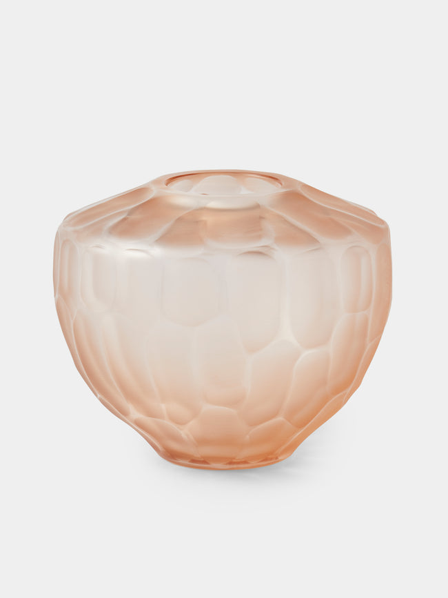 Micheluzzi Glass - Goccia Rose Bamboo Hand-Blown Murano Glass Vase (7in/17.5cm) - Pink - ABASK - 