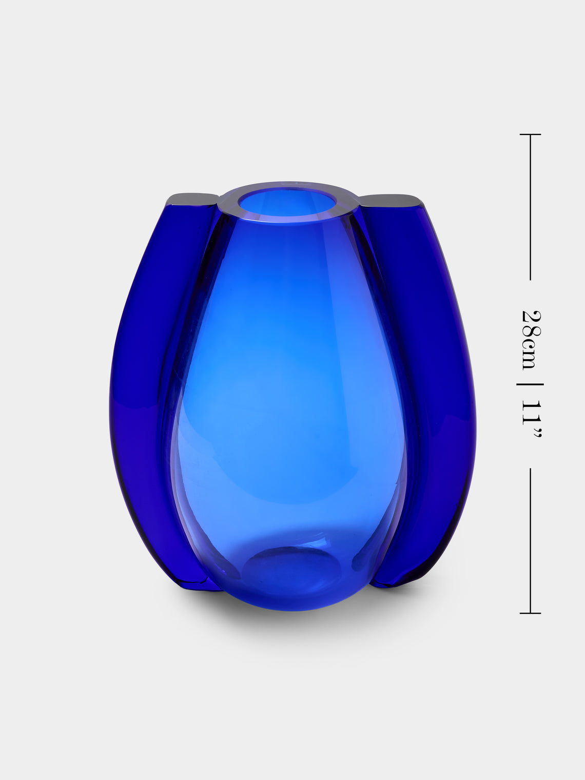 Antique and Vintage - 1980s Itre Murano Glass Vase (11in/28cm) - Blue - ABASK