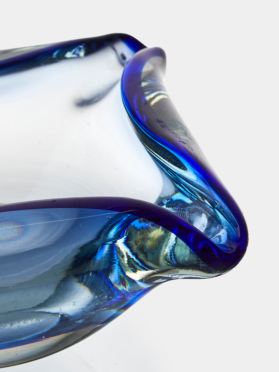 Antique and Vintage - Mid-Century Glass Ashtray - Blue - ABASK