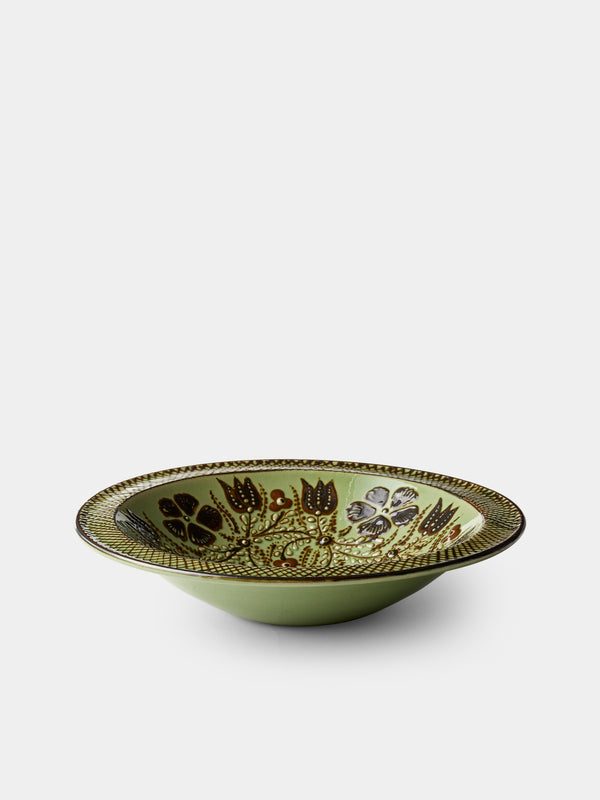 Poterie d’Évires - Birds Hand-Painted Ceramic Serving Bowl - Green - ABASK - 