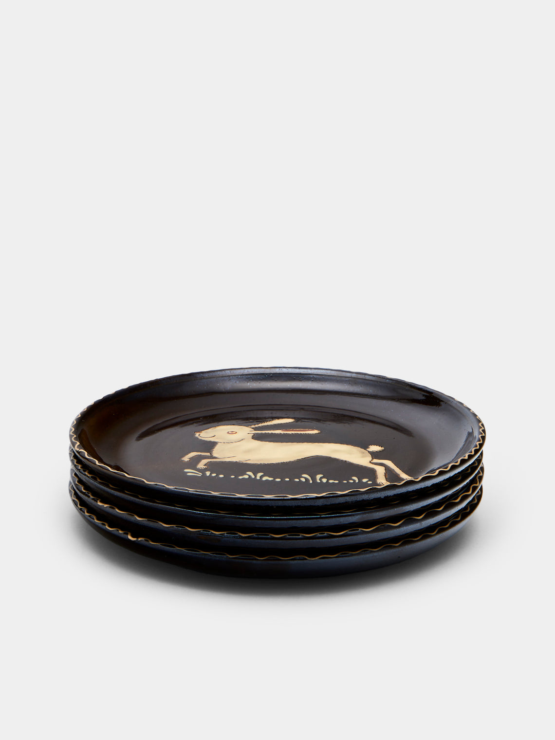 Animals Hand-Painted Ceramic Side Plates (Set of 4)