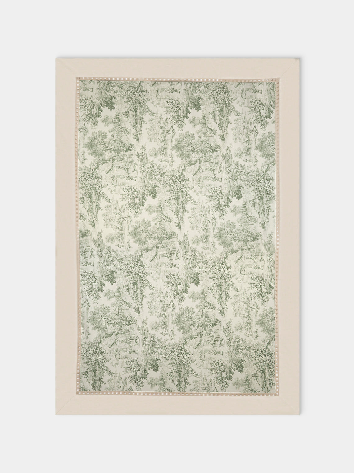 Borgo delle Tovaglie - Riviera Toile de Jouy Linen Large Rectangular Tablecloth - Green - ABASK